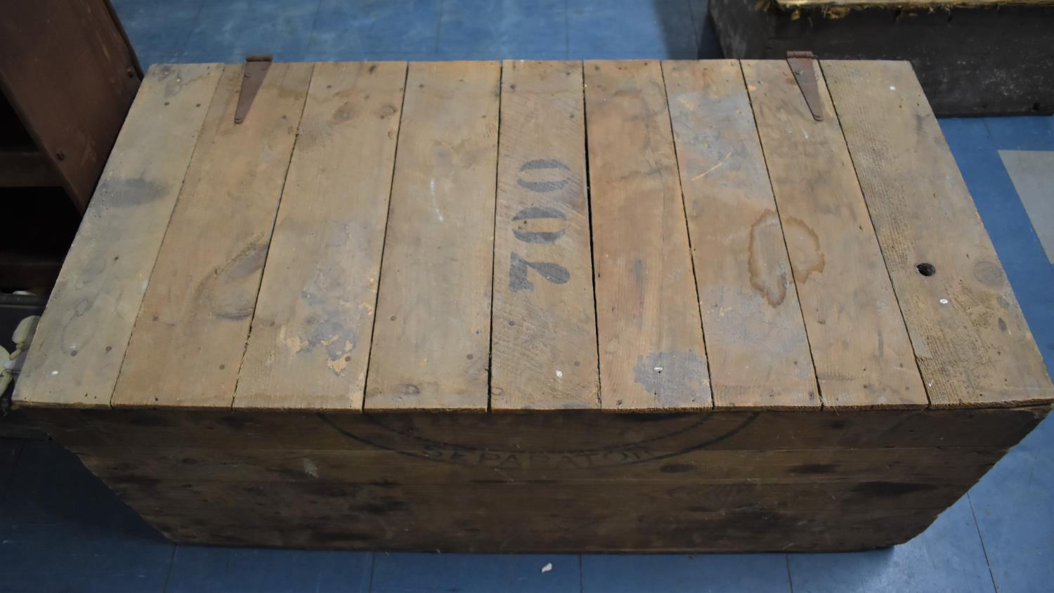 A Vintage Wooden Crate with Hinged Lid, 107cms Wide - Image 2 of 2