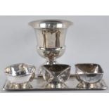 A Set of Three Silver Plated Olive and Pickle Pots with Tray by House of Fraser together with a