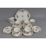 A Royal Albert Moss Rose Tea Set to comprise Four Cups, Six Saucers, Two Side Plates, Milk Jug,