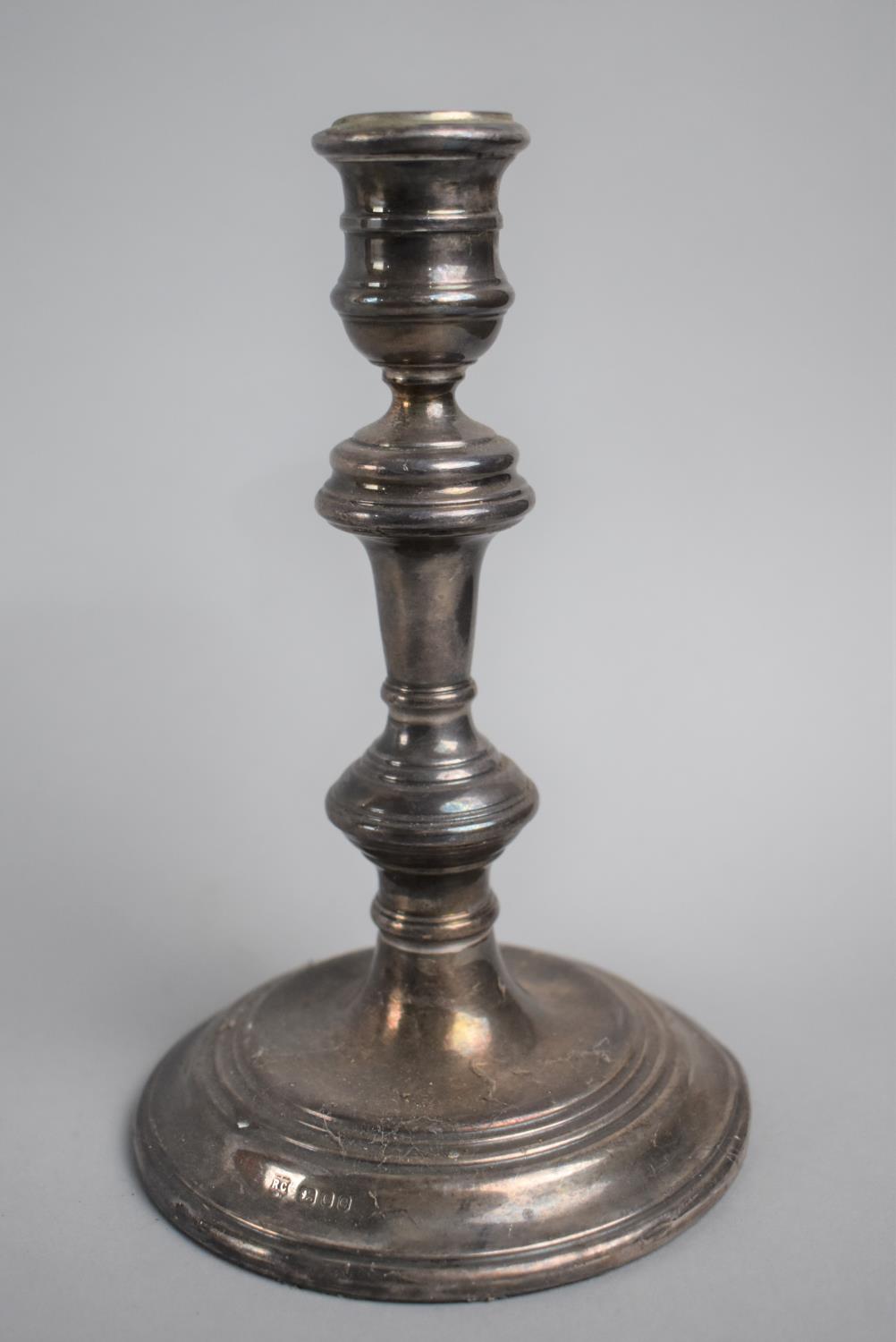 A Single Silver Weighted Candlestick, Birmingham Hallmark, 17cms High