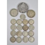 A Collection of British Silver Coinage to Include 1889 Victoria Crown etc