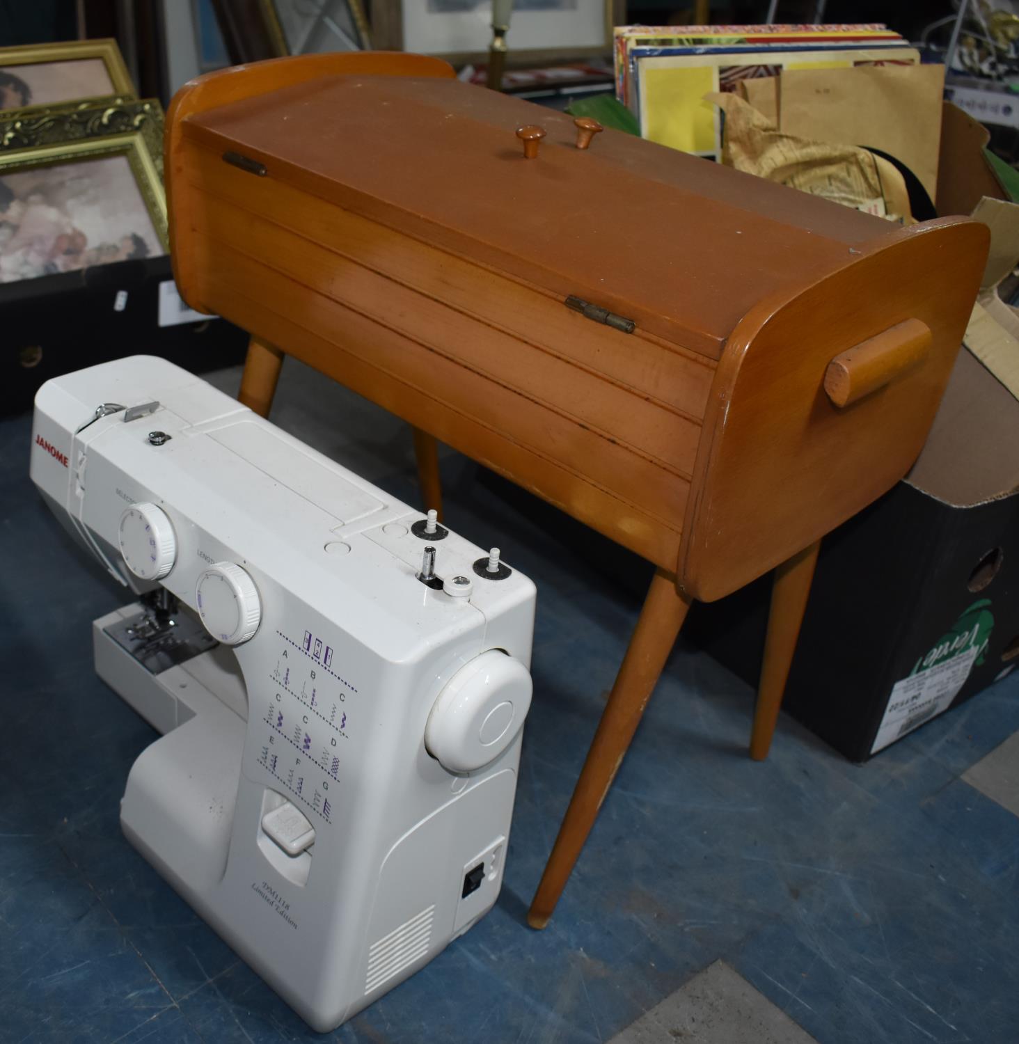 A Mid/Late 20th Century Sewing Box with Contents Together with a Janome Sewing Machine (incomplete) - Image 2 of 2