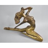 A Modern Brass Study of Kneeling Nude, 30.5cms Long