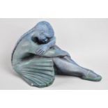 A Modern Resin Study of a Seated Ballerina Girl, 23cms Long