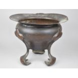 A Good Arts and Crafts Copper Planter on Three Scrolled Stylised Tulip Feet by William Soutter and