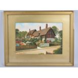 A Framed Willis Pryce Gouache, Thatched Half Timbered Cottage, 30x20cms