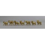 A Collection of Seven Miniature Brass Studies of Wild Animals