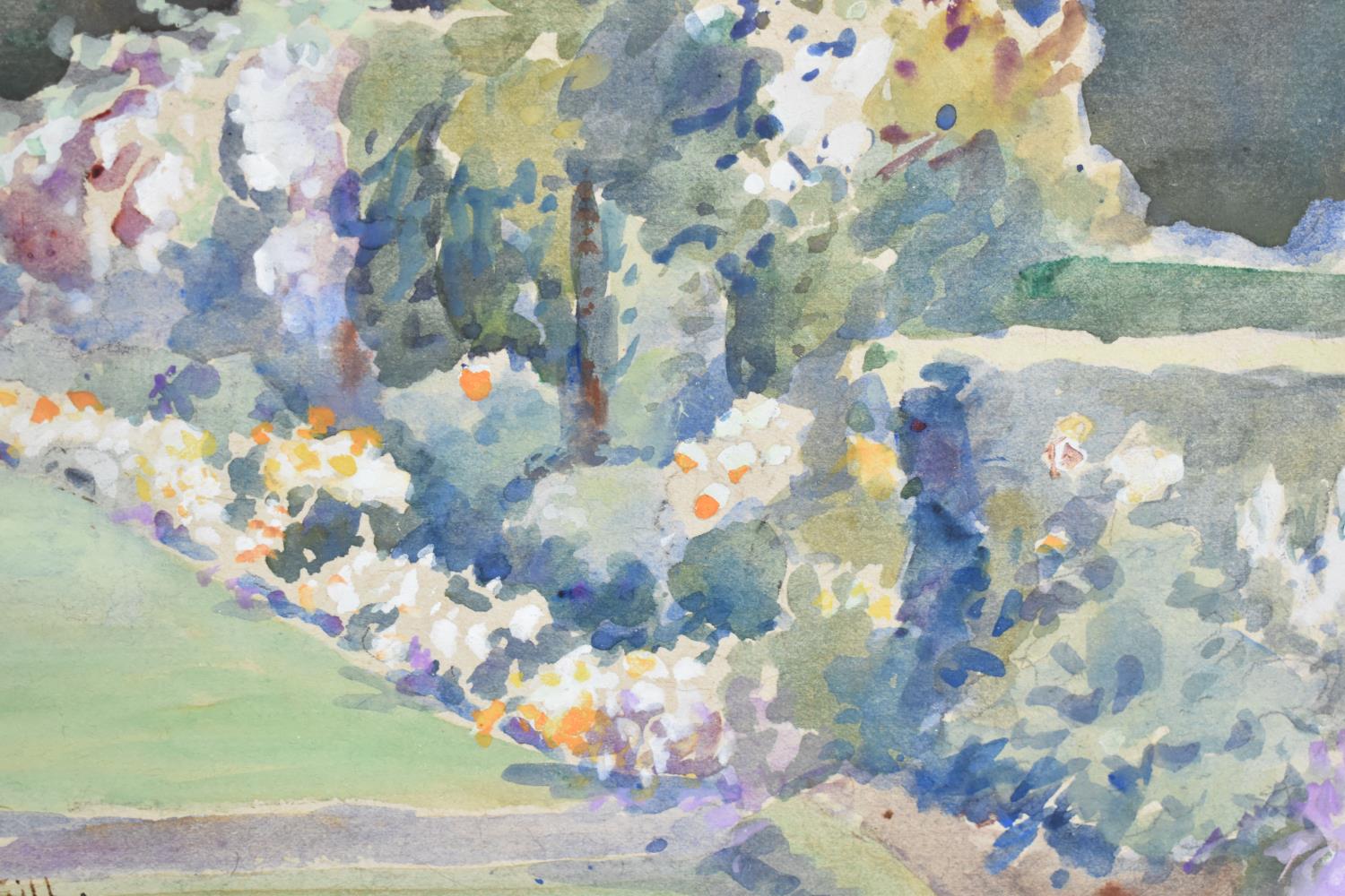 A Framed Watercolour, Garden Scene by Betty Gill, 24x23cms - Image 2 of 2