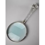 A Large Modern Cut Crystal Style Handled Desk Top Magnifying Glass, 37cms Long