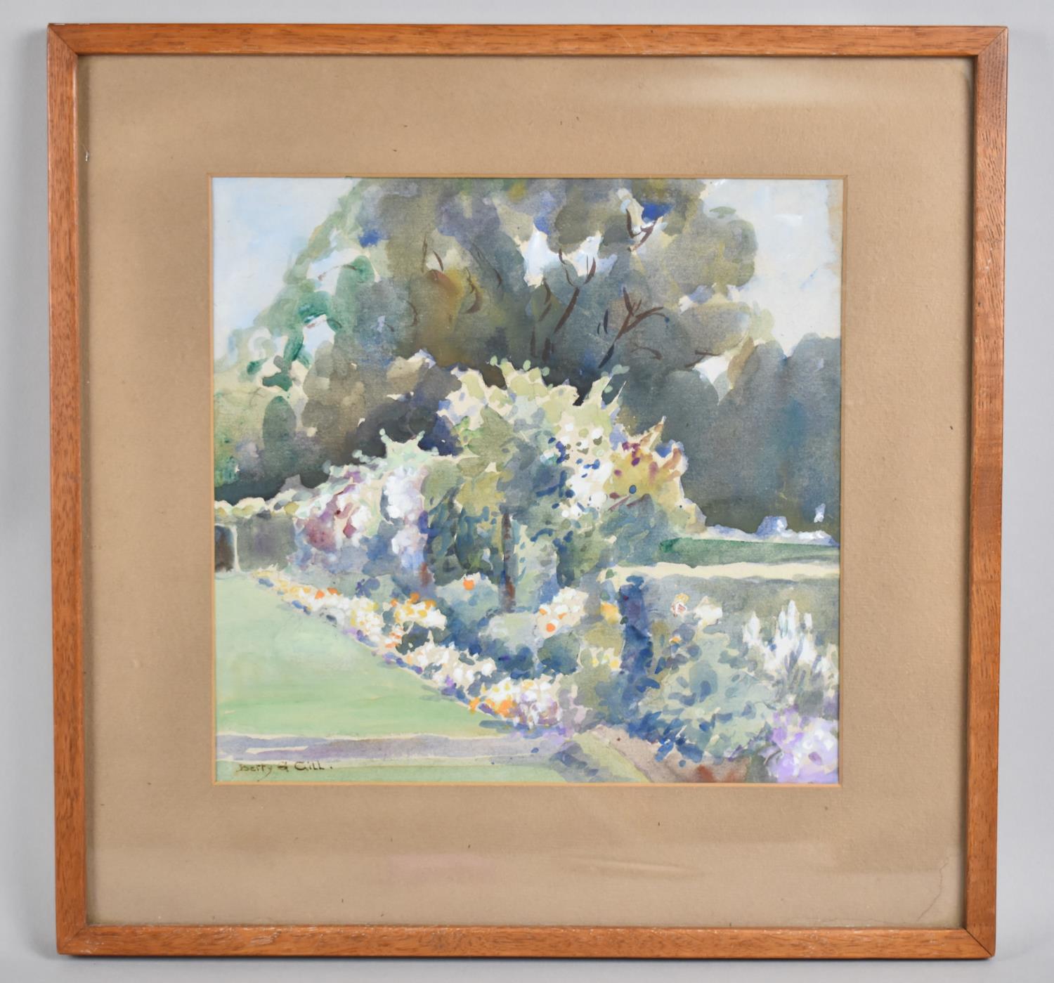 A Framed Watercolour, Garden Scene by Betty Gill, 24x23cms