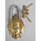 A Novelty Brass Padlock in the Form of Thai Buddha, Complete with Two Keys