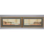 A Pair of Early 20th Century Framed Watercolours, Seascape Scene, Signed and Dated 1918, 54x19cm