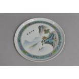 A Chinese Porcelain Republic Type Circular Tray Decorated with Central hand Painted Scene with