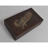 An Edwardian Oak Two Division Cigar Box with Silver Label to Hinged Lid, 27.5cms Wide