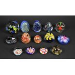 A Collection of Various Glass Paperweights to comprise Millefiore Type Examples, Gozo Glass Etc (