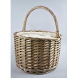 A Modern Circular Wicker Picnic Hamper, 37cms Diameter