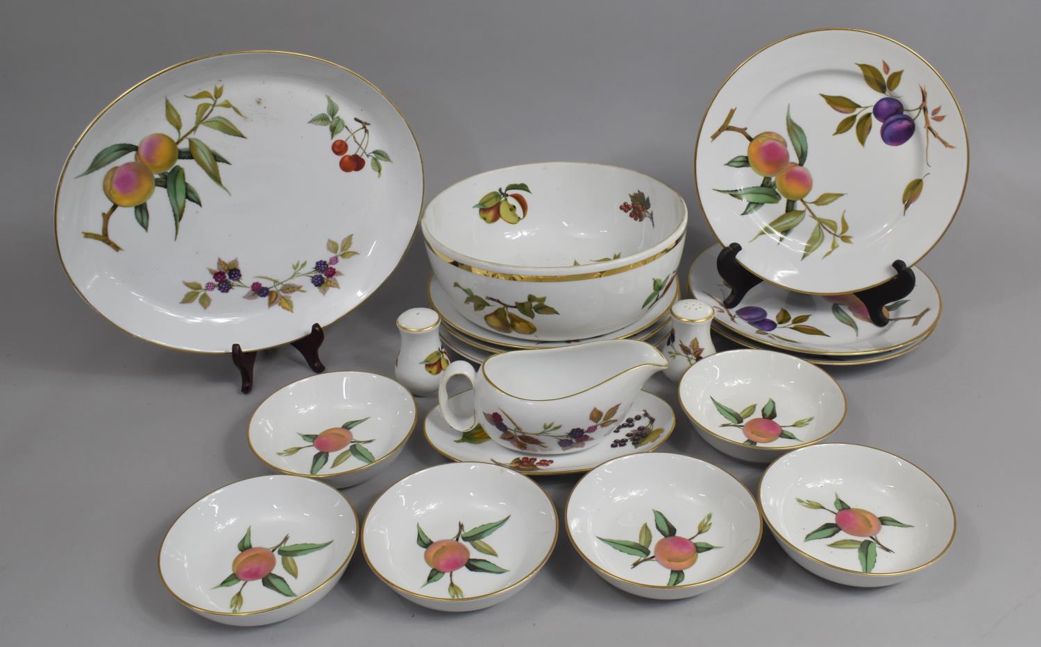 A Collection of Royal Worcester Evesham Dinnerwares to comprise Platter, Large Bowl, Six Small