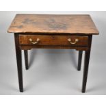 A 19th Century Oak Side Table with Single Drawer on Square Tapering Supports, 82cms Wide