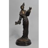 A Modern Resin Bronze Effect Study of Maiden holding Two Doves, 37cms High
