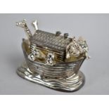 A Mid 20th Century Musical Silver Plated Box in the form of Noah's Ark, Playing Rock-a-Bye-Baby,