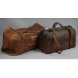 A Vintage Leather Overnight Bag together with a Vintage Gladstone Type Bag