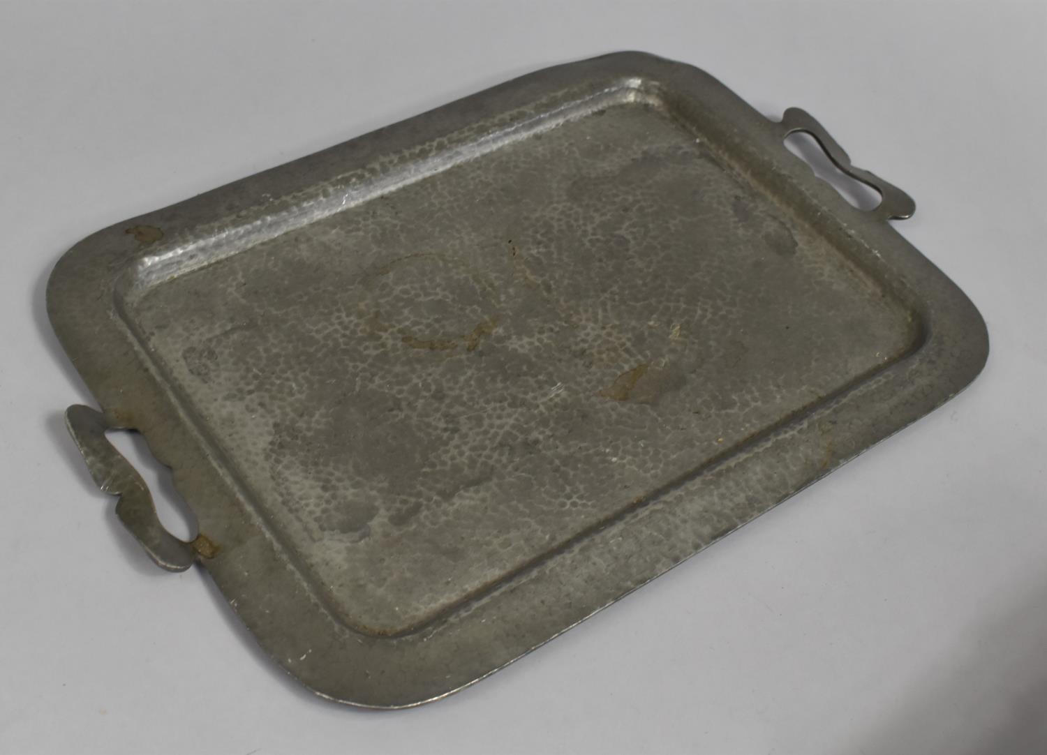 A Vintage Hammered Pewter Tray, 45x30cm