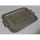 A Vintage Hammered Pewter Tray, 45x30cm