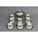 A Royal Doulton Green Marble Tea Set to comprise Eights Cups and Saucers with a Lidded Sugar Bowl