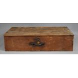 A Vintage Wooden Storage Box with Hinged Lid, Side Handle and Front Lock, 81cms Wide