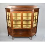 An Edwardian Inlaid Mahogany Display Cabinet with Stretcher Shelf, of Credence Form and with