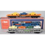 One Boxed and Two Loose OO Gauge Car Transporters with Vehicles