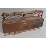 A Pine Cased Aviation Service Contraption, Wooden Framed with Winding Mechanism, Some Condition