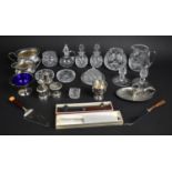 A Collection of Various Glass and Metalwares to comprise Jugs, Vases, Lidded Perfume Bottle,
