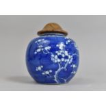 A Chinese Porcelain Blue and White Prunus Pattern Ginger Jar, Double Concentric Mark to Base, Now