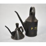 A Vintage Black Painted British Rail Watercan and Oil Can