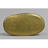 A 19th Century Dutch Oval Brass Tobacco Box with Engraved Decoration, 12cms Wide