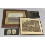 A Framed Photograph of Vintage Car, Country House and Collection Photograph Negatives etc