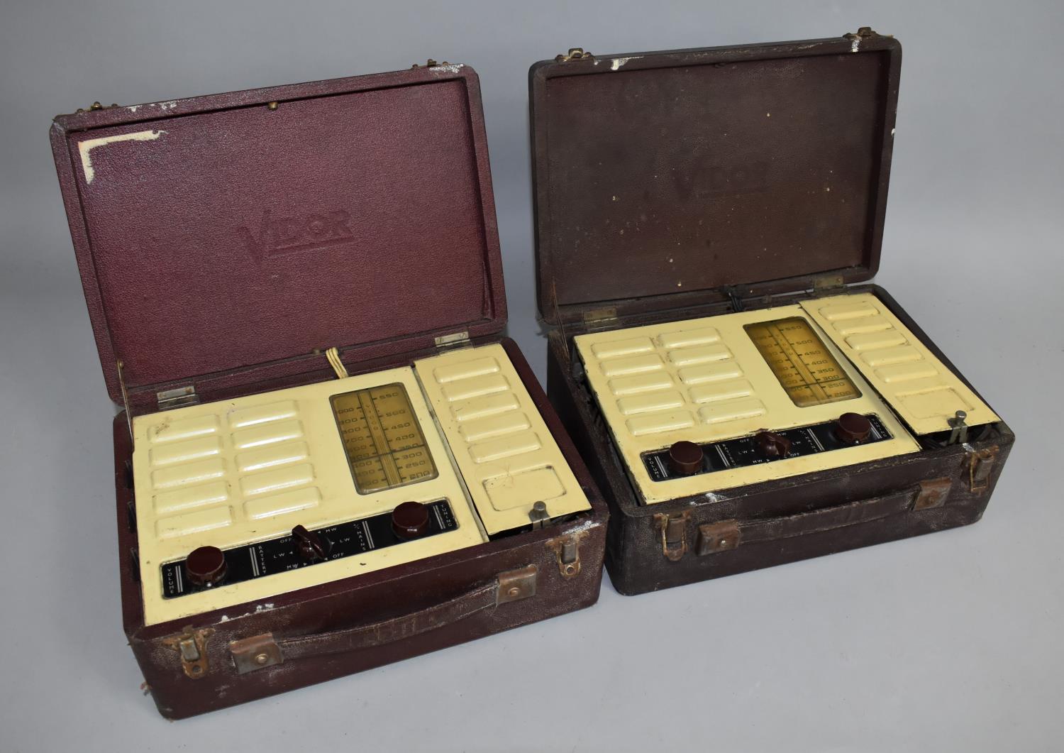 Two Vidor Travel Radios in Cases