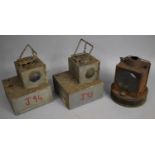 A Collection of Three Vintage Metal Railway Lamps, On Stamped for British Rail Midlands, One LMS and