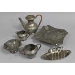 A Collection of Various Pewter to comprise Shaped Dish with Floral Trim, Canted Ends Supported on