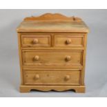 A Moder Pine Galleried Bedroom Chest of Two Short and Two Long Drawers, 77cm wide