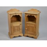 A Pair of Modern Pine Galleried Bedside Cabinets, 37cm Wide