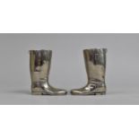 A Pair of Novelty Silver Plated Spirit Measures in the Form of Riding Boots, 9cms High