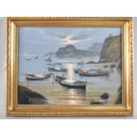 A Framed Oil on Canvas, Italian Mediterranean Scene Near Naples, Signed Pisani 40x30cm