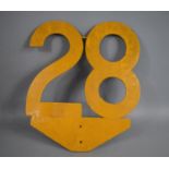 A Vintage Yellow Painted Speed Restriction Sign, 28, 60cm high