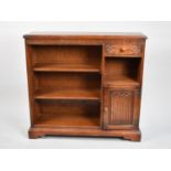 A Mid 20th Century Linenfold Bookcase with Small Drawer and Small Cabinet, By Old Charm, 92cms Wide