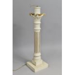 A Modern Painted Wooden Table Lamp Base in the form of a Corinthian Column, 57cms High, Requires New