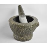 A Modern Circular Granite Pestle and Mortar, 18cms Diameter