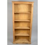 A Modern Pine Four Shelf Open Bookcase, 81cm wide