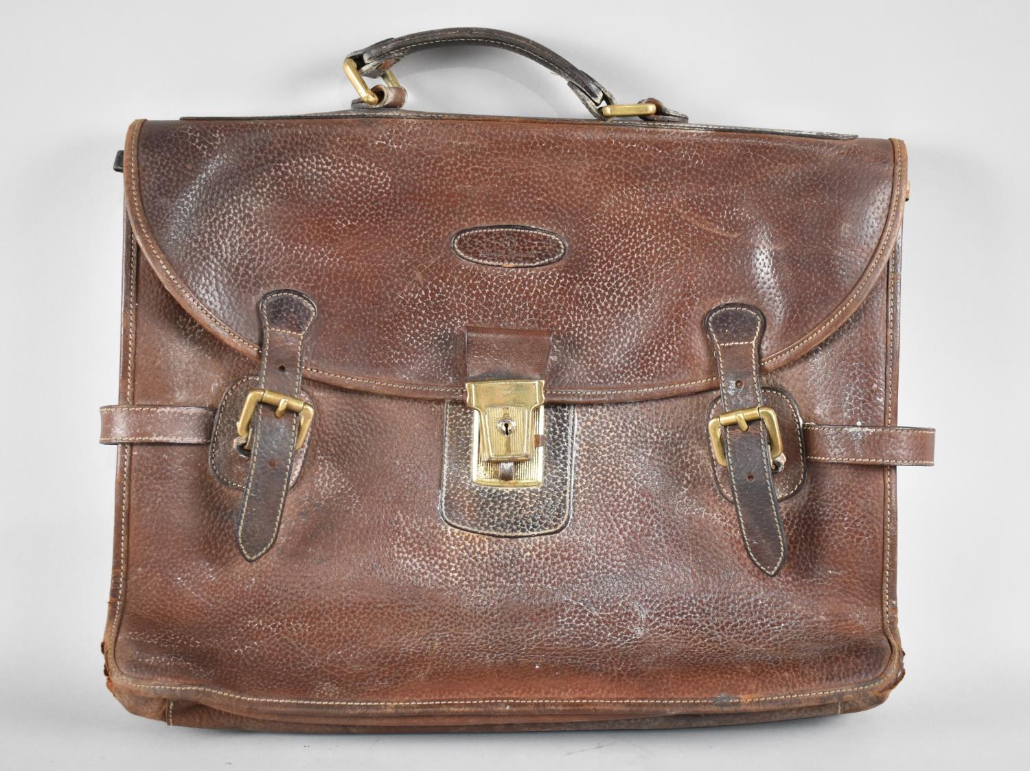 A Vintage Leather Satchel, 41cm wide